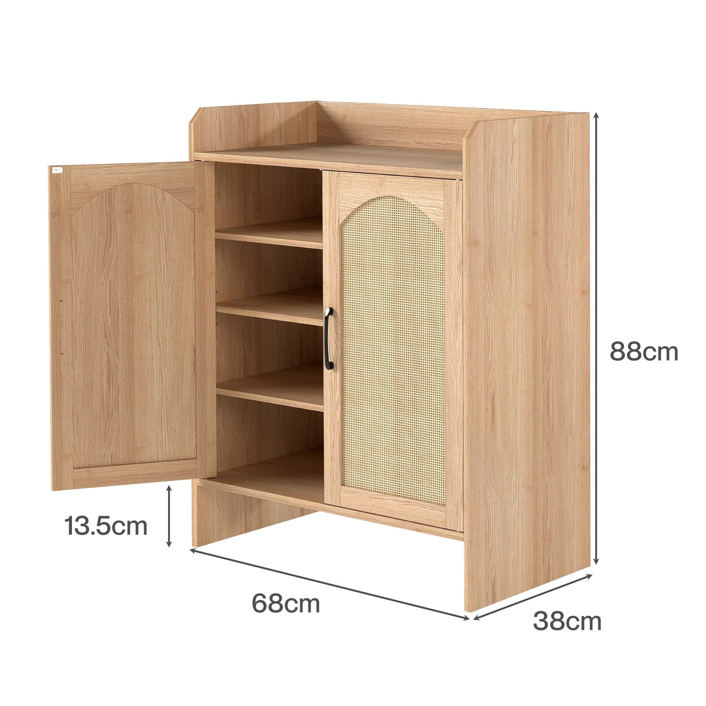 Levede Shoe Cabinet 5-Layer Rattan Wooden Doors Adjustable Entrance Storage