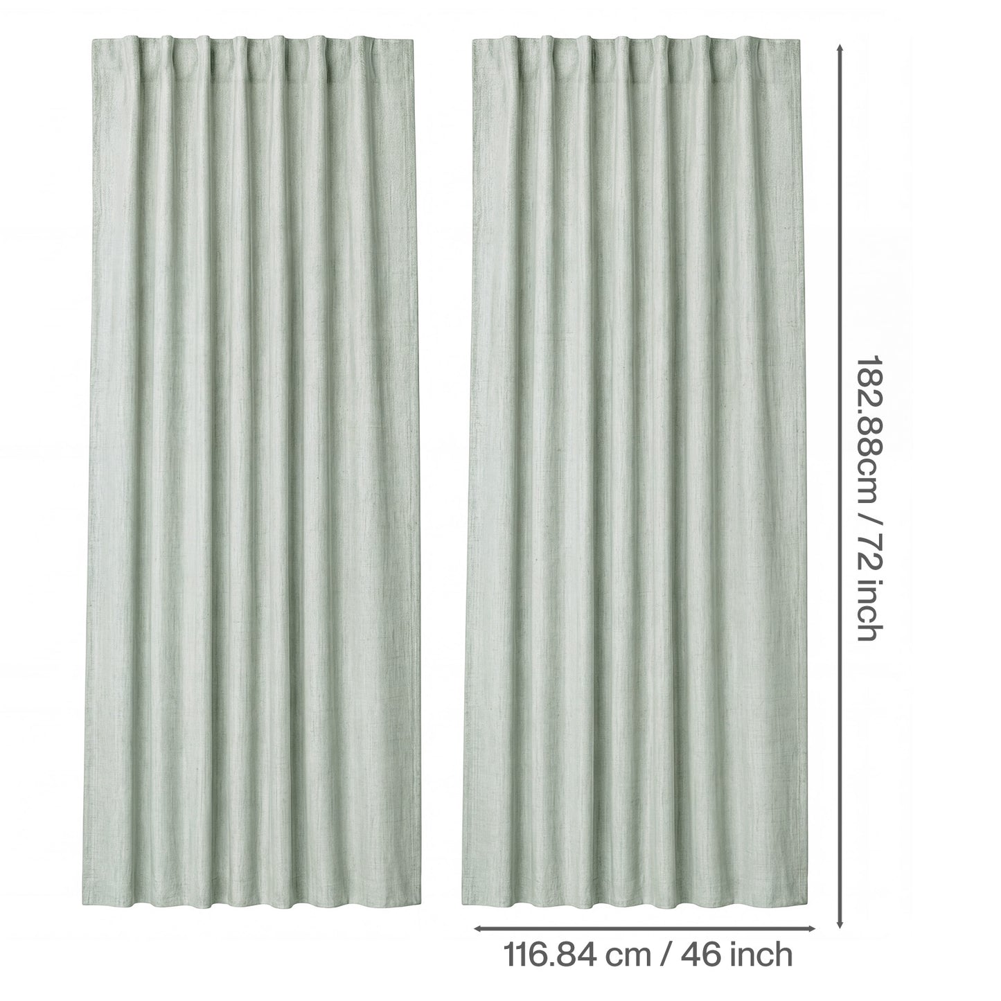 Marlow 100% Blackout Curtains Thermal Linen Look Pair Ready Made 46x72 in Green