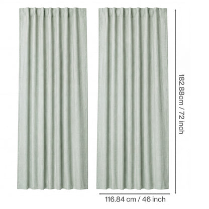 Marlow 100% Blackout Curtains Thermal Linen Look Pair Ready Made 46x72 in Green