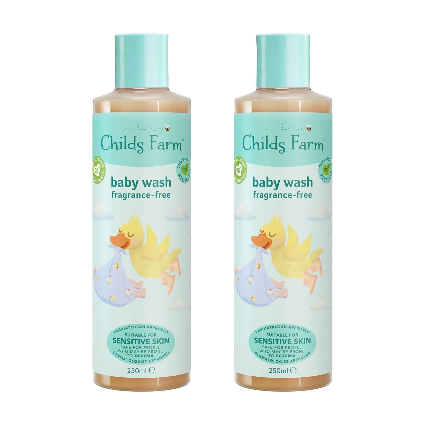 Childs Farm 250ml Baby Wash Unfragranced x2