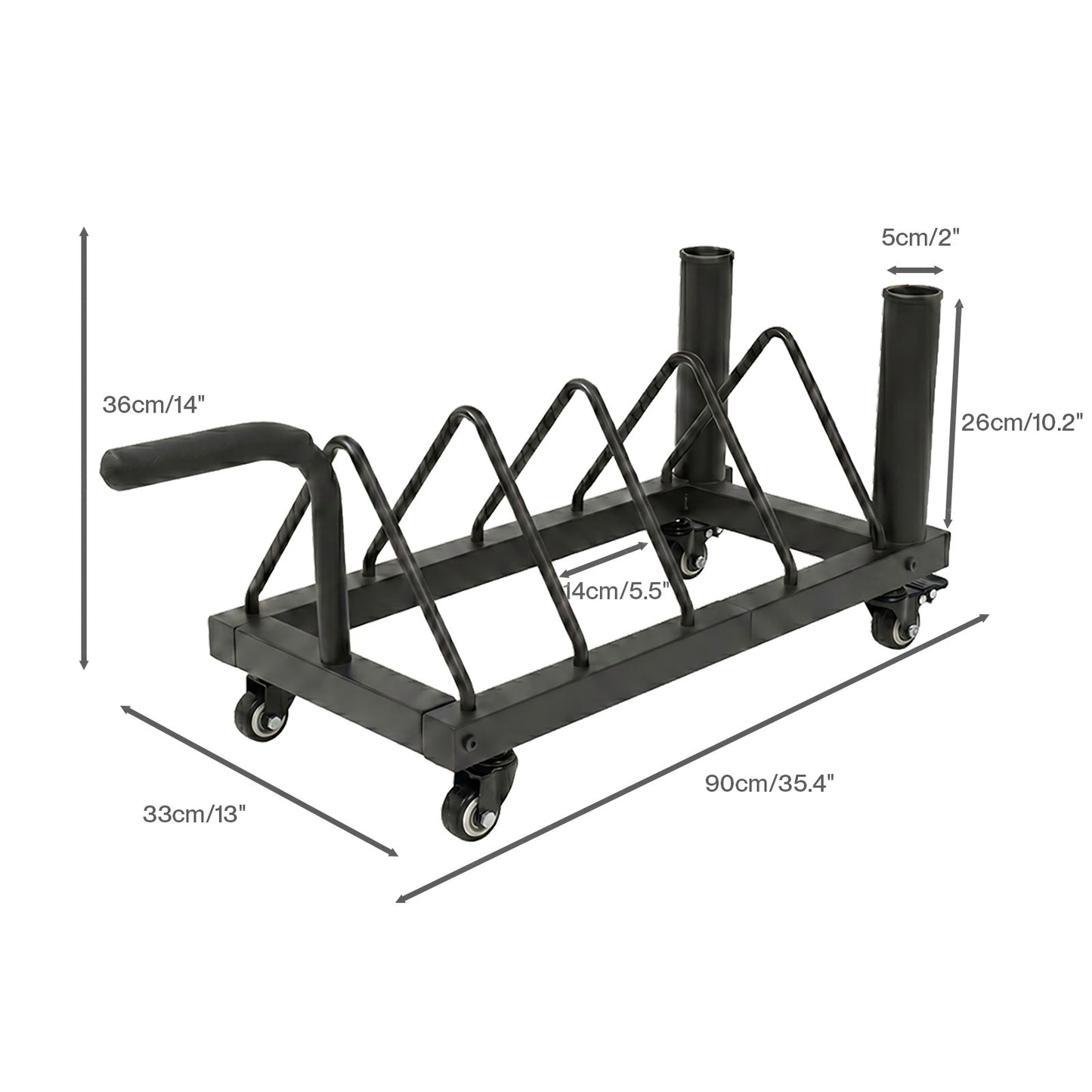 Centra Weight Plate Rack Wheeled Horizontal Olympic Barbell Bumper Storage Stand