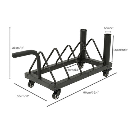 Centra Weight Plate Rack Wheeled Horizontal Olympic Barbell Bumper Storage Stand