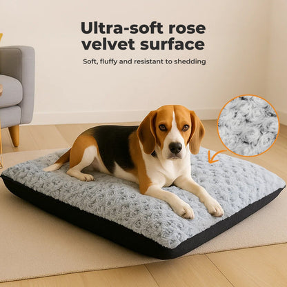Skylos Pet Dog Bed for Calming Anti Anxiety Soft Plush Cushion Mat Washable