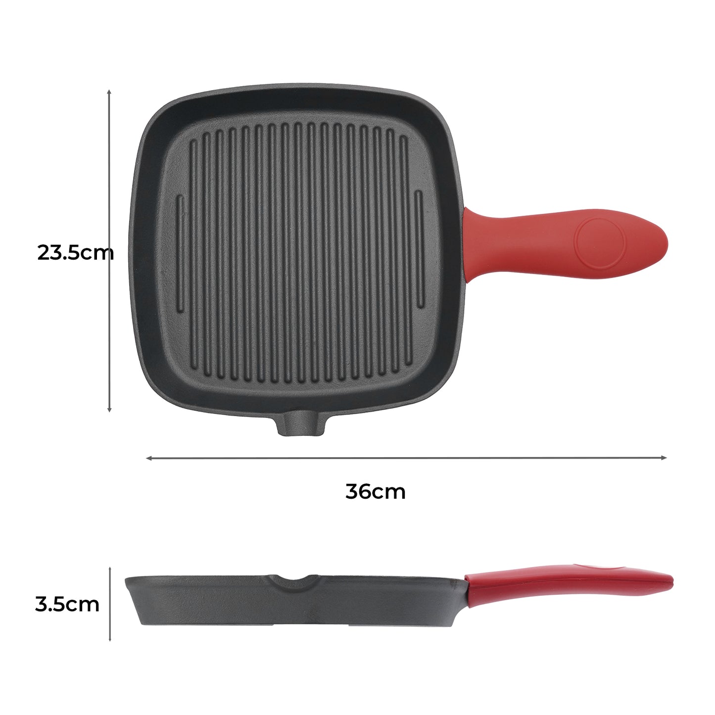 Toque Cast Iron Griddle Grill Pan Square Skillet BBQ Non‑Stick Frying Cookware