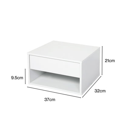 Levede Bedside Table Floating Set of 2 Wall Mounted Drawer Open Shelf White