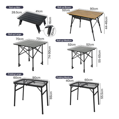 Levede Folding Camping Table Adjustable Height Aluminium Portable Picnic Desk