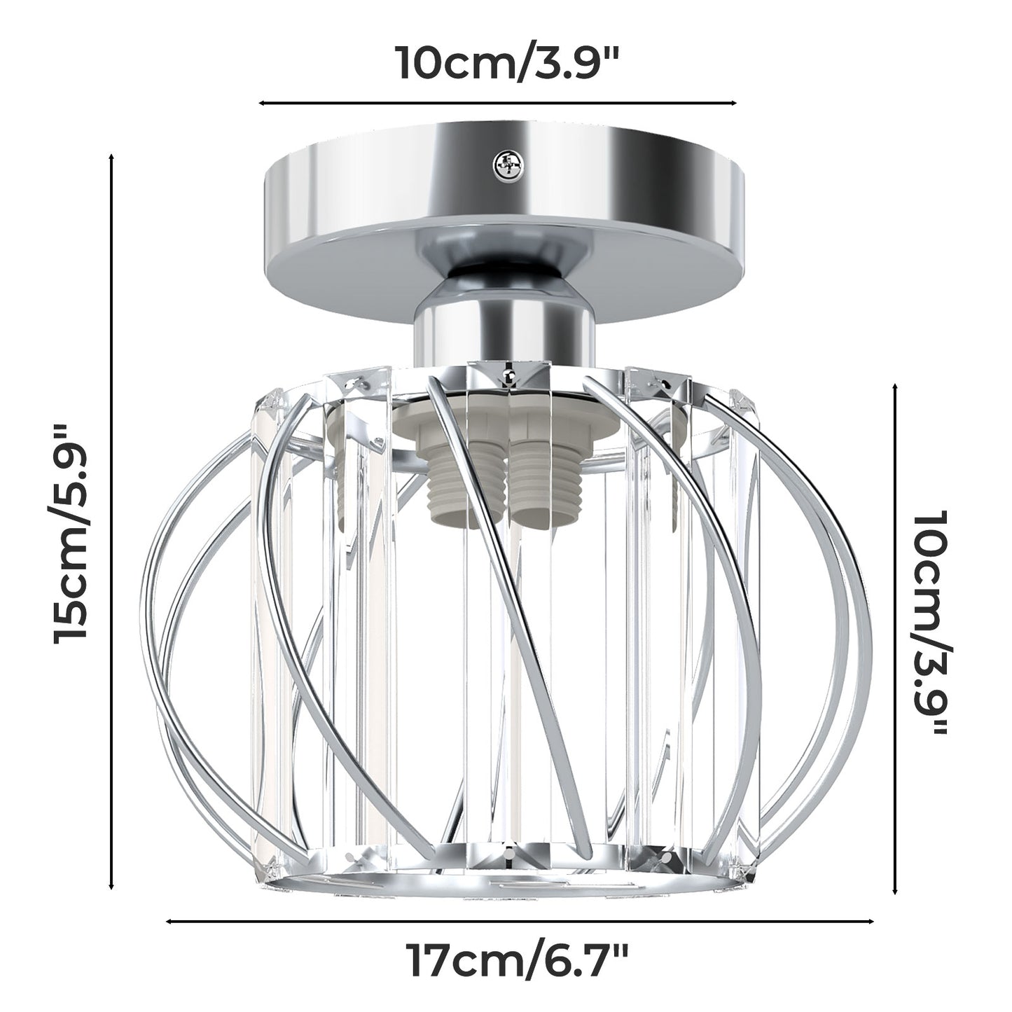 Emitto Crystal Ceiling Light Semi Flush Mount Chandelier Modern Hallway Silver