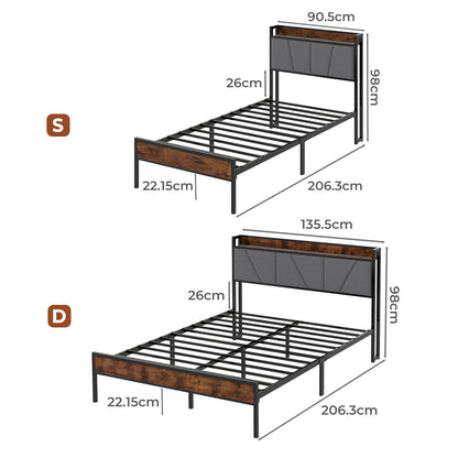 Levede Heavy Duty Bed Frame Metal Platform with Storage Headboard Single Double