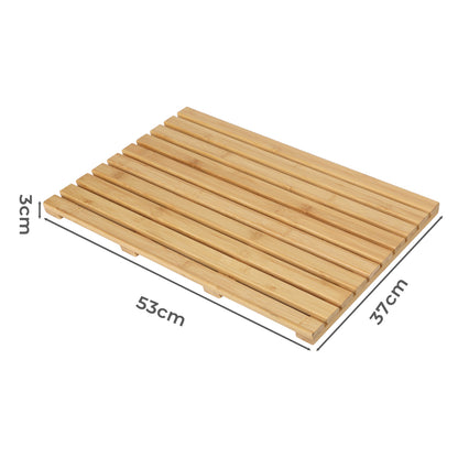 Levede Slatted Duck Board Shower Bath Mat Natural Bamboo Anti-Slip Rectangle