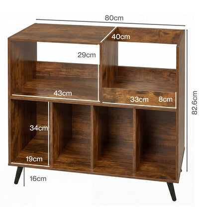 Levede Record Player Stand 300+ Album Storage Turntable Cabinet Rubber Wood Antique Brown