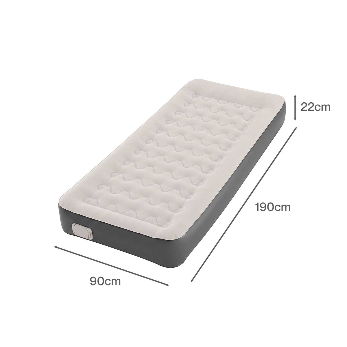 Lavio Inflatable Mattress TPU Airbed Rechargeable Pump Single Camp Bed Grey