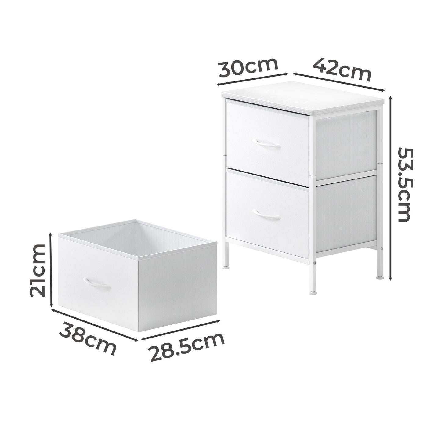 Levede Bedside Table 2 Fabric Drawer Nightstand Shelf Storage Furniture Cabinet