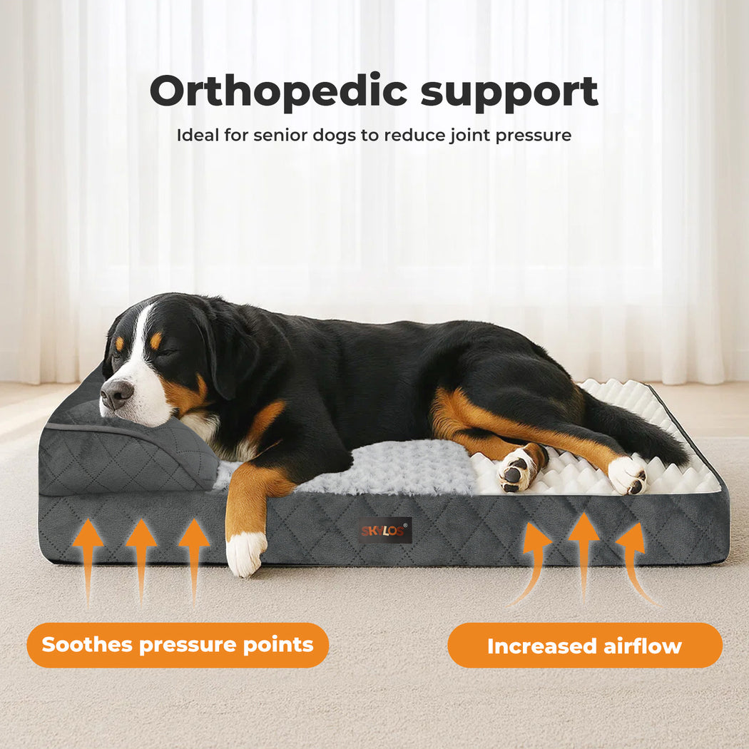 Skylos Orthopedic Dog Bed Memory Foam Pet Mattress Calming Washable Waterproof