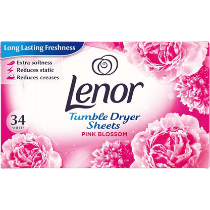 Lenor Tumble Dryer Sheets Pink Blossom 34 Pack