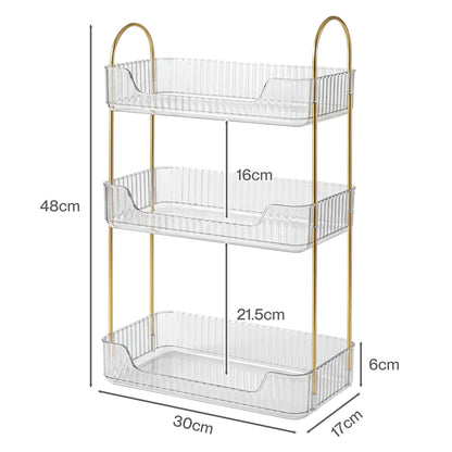 ilus Makeup Organiser Modern 3-Tier Cosmetic Storage Rack Beauty Tray White