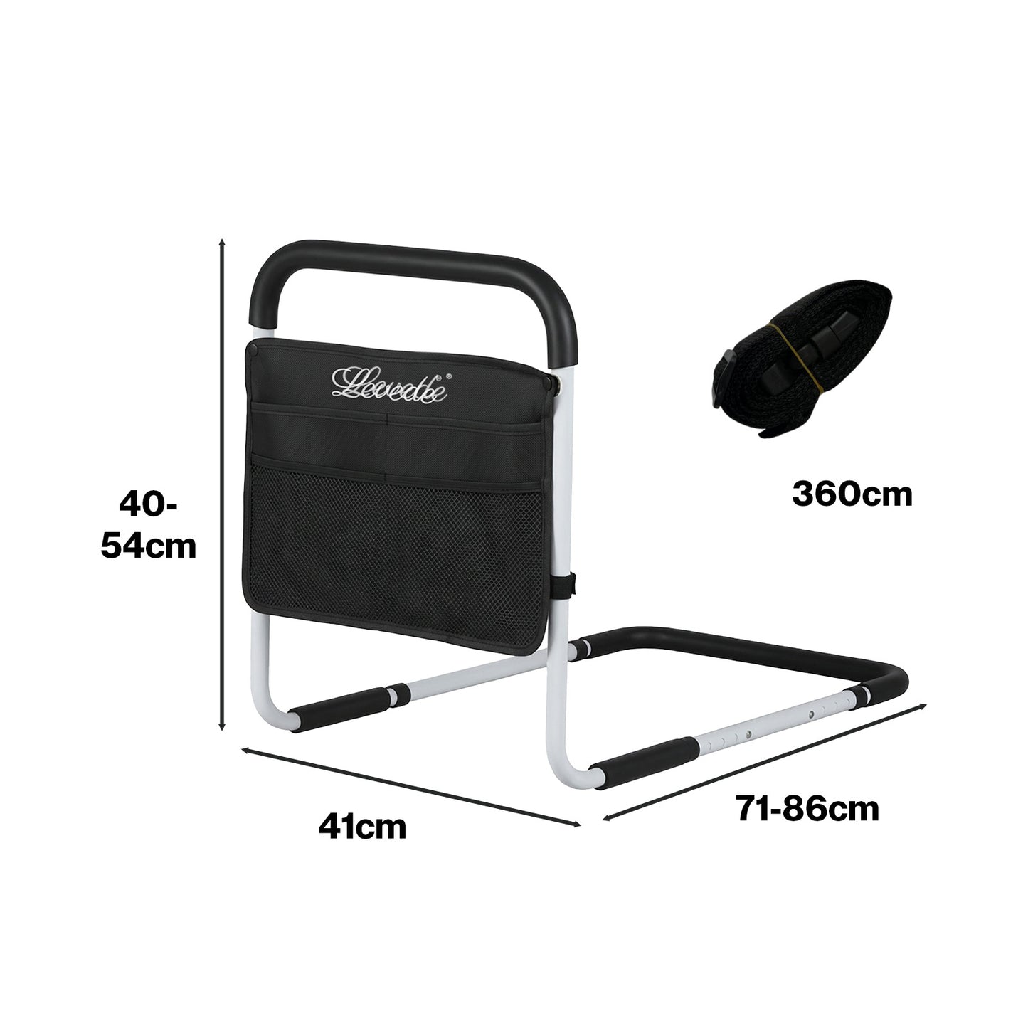 Levede Bed Rails Adjustable Heights Storage Pocket Assist Support Side Railings