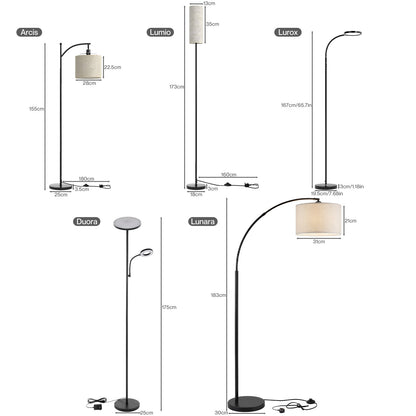 Emitto LED Floor Lamp Morden Dimmable Adjustable Reading Light Remote with Bulb