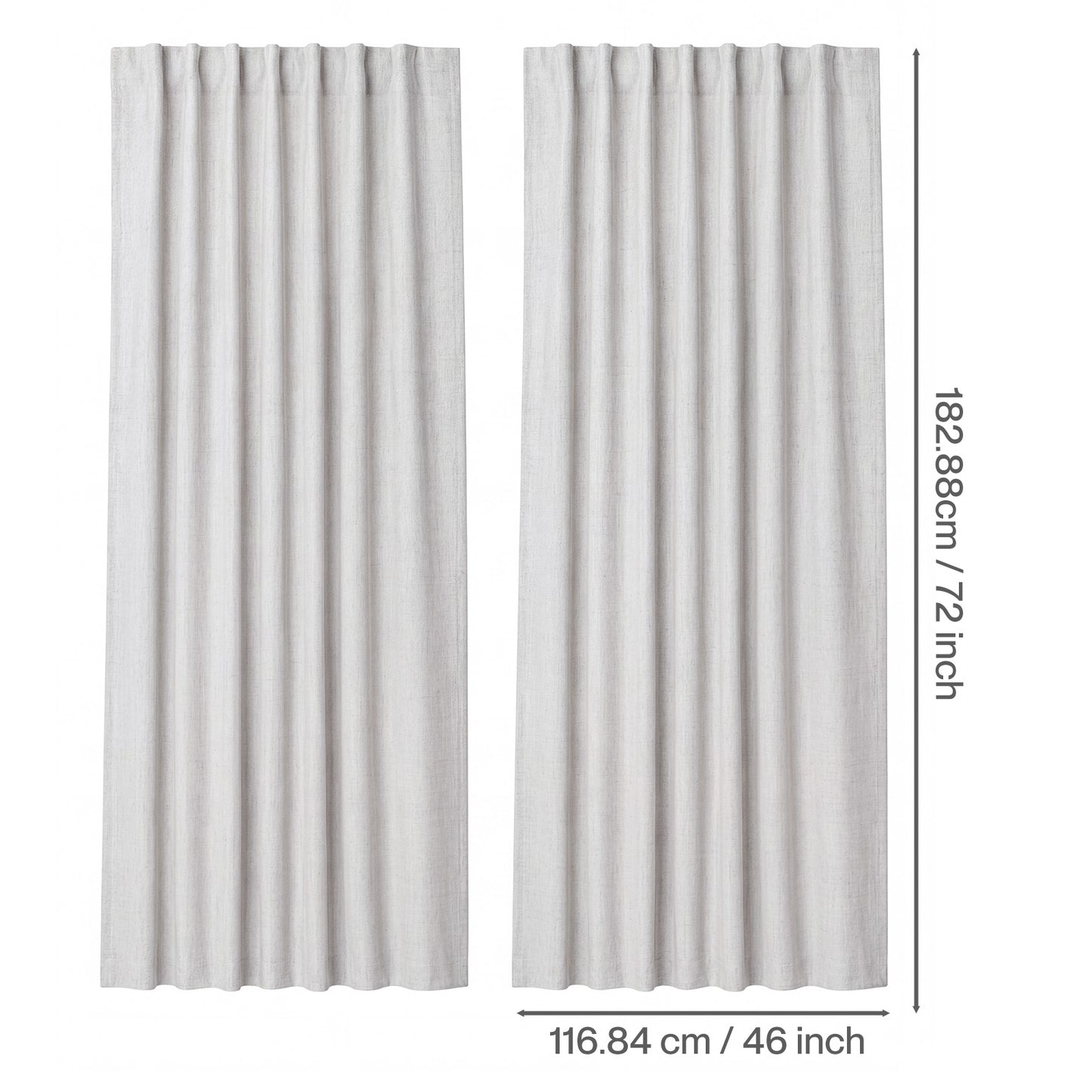 Marlow 100% Blackout Curtains Thermal Linen Look Ready Made 46x72 in Off-White
