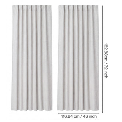 Marlow 100% Blackout Curtains Thermal Linen Look Ready Made 46x72 in Off-White