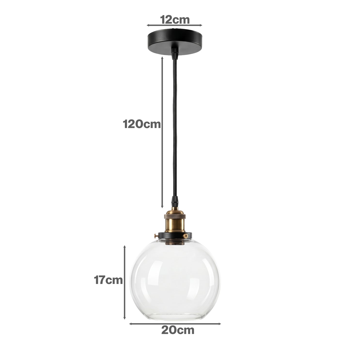 Emitto 2PCS Ceiling Pendant Light Industrial Glass LampShade Adjustable Cable