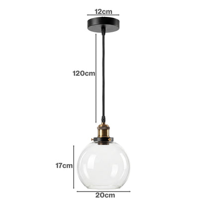 Emitto 2PCS Ceiling Pendant Light Industrial Glass LampShade Adjustable Cable