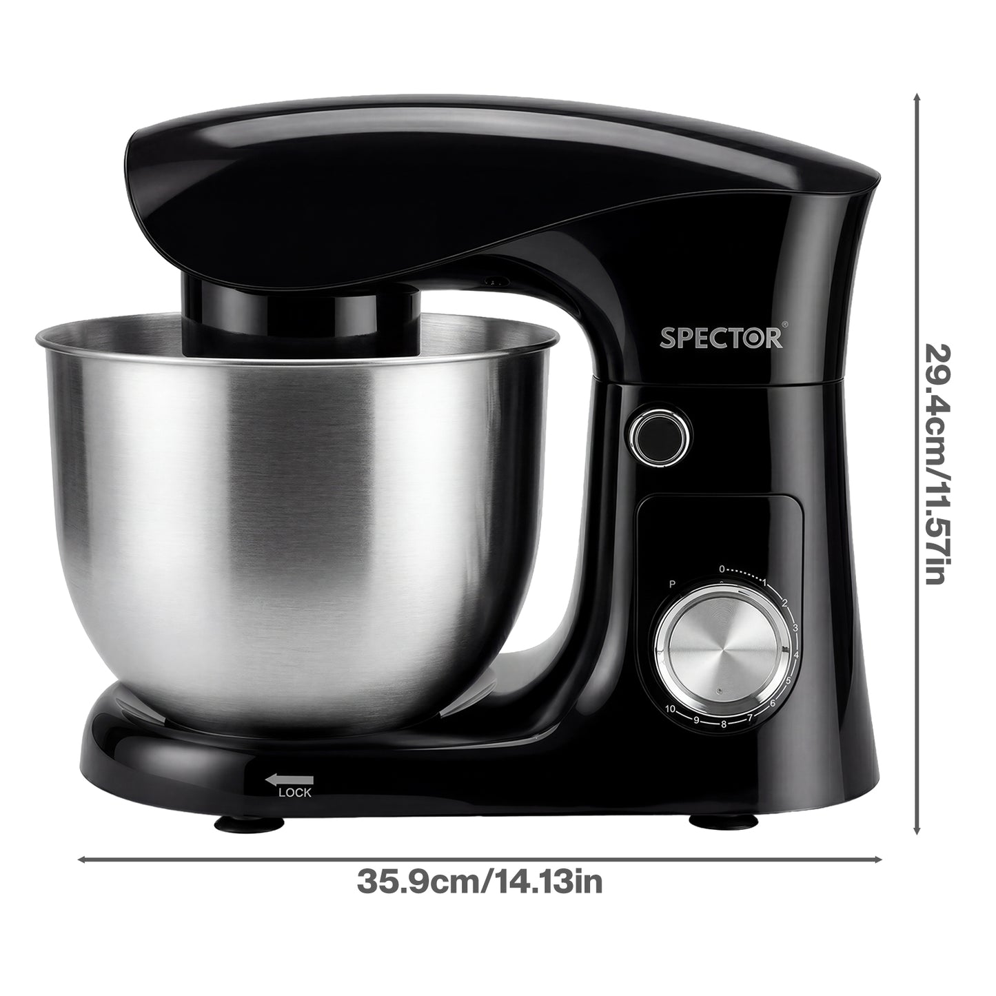 Spector Stand Mixer Electric 5L+4.5L Mixing Bowl 1500W 10 Speed Dough Hook Whisk