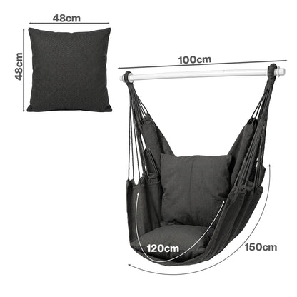 Mountview Hammock Chair Hanging Rope Swing Seat Indoor Outdoor with Cushions