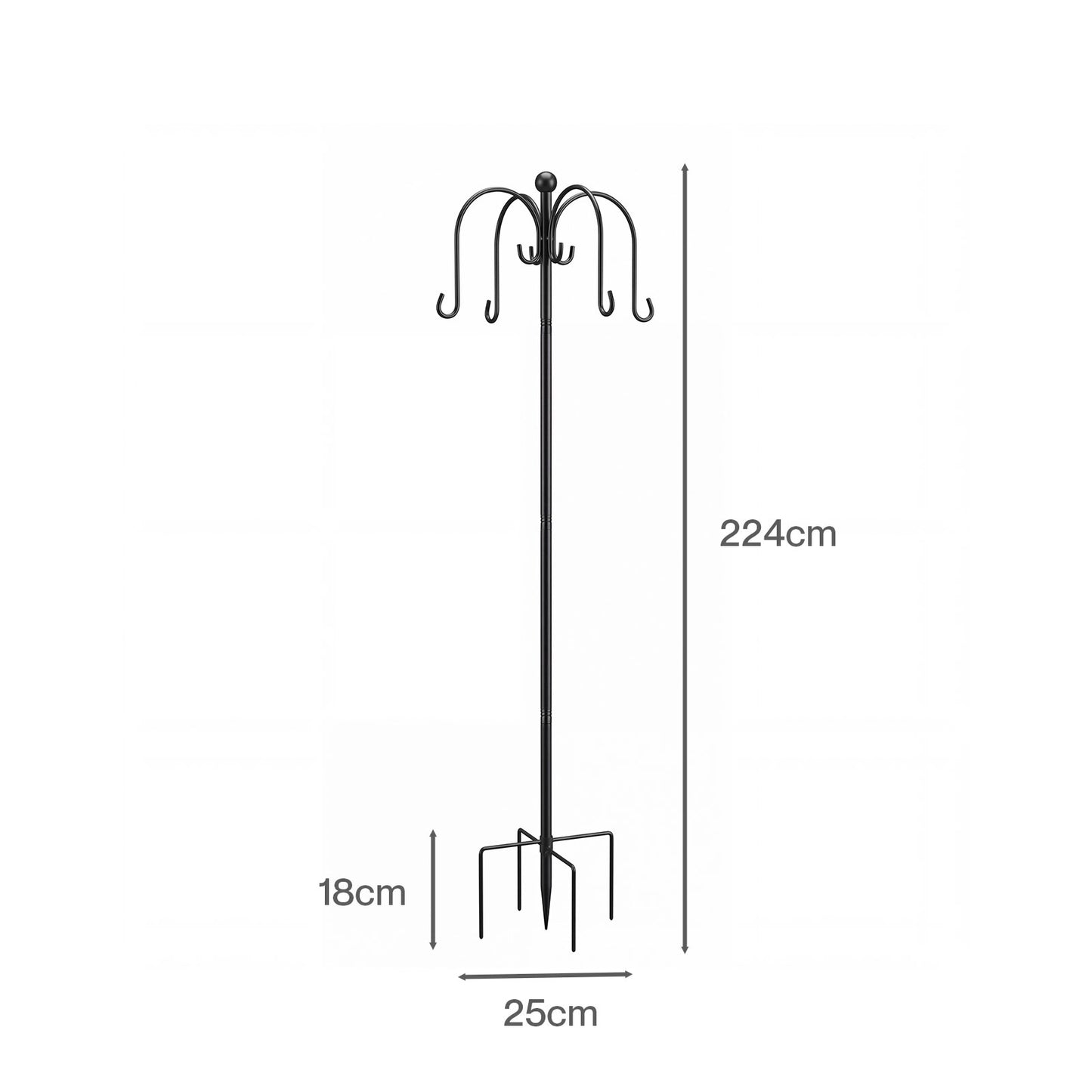 TOQUE Bird Feeding Station Outdoor Garden Shepherd Hook Adjustable Stand Black