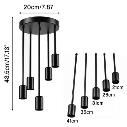 Emitto Ceiling Lights 5 Lights Flush Fitting Pendant Lamp E27 Base Black