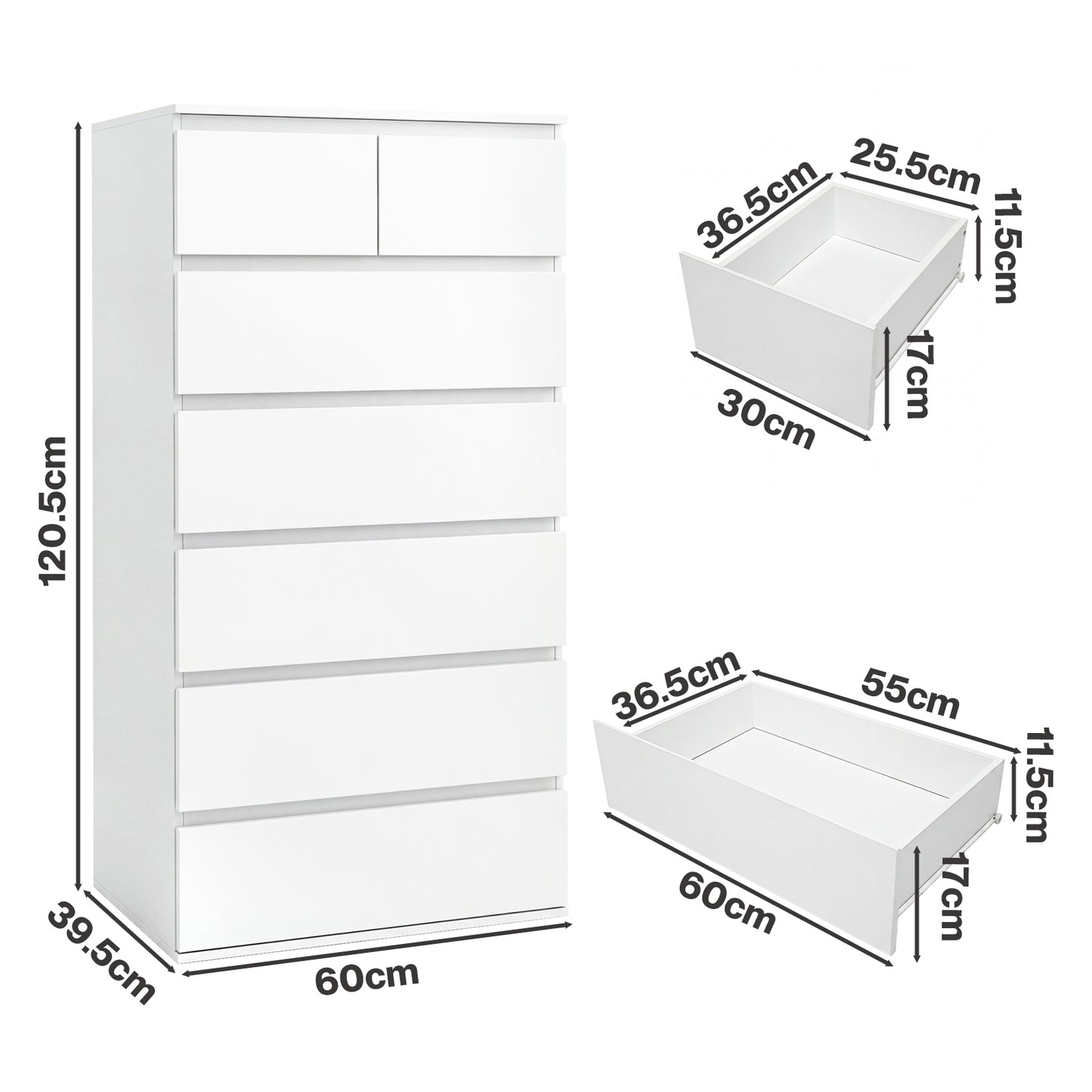 Levede Tall Chest of Drawers White Storage Cabinet for Bedroom Hallway Home