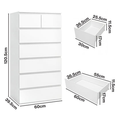 Levede Tall Chest of Drawers White Storage Cabinet for Bedroom Hallway Home