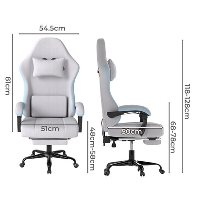Levede Office Desk Chair Fabric Gaming Recliner Adjustable Height Swivel Grey