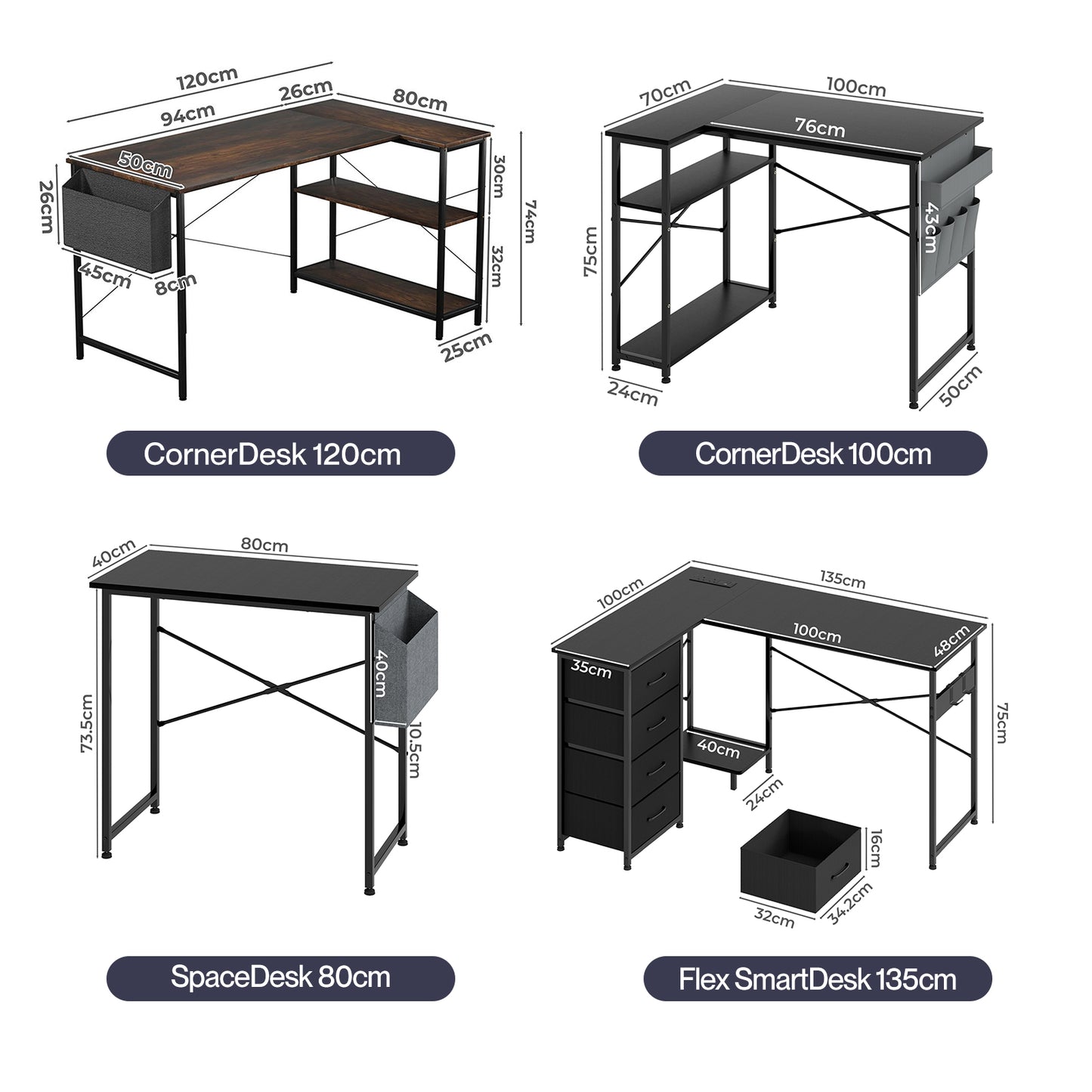 Levede Computer Desk L Shaped Corner Office Table Home Storage Shelves Drawers
