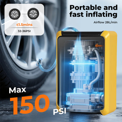 Manan Car Tyre Inflator 150PSI 12V Digital Air Compressor Pump Portable LED