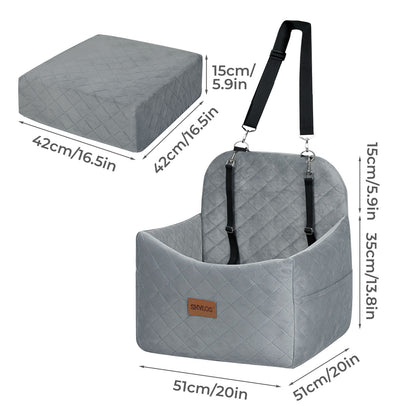 Skylos Pet Booster Dog Car Seat Safe Travel Carrier Bed Bag Basket Puppy Grey