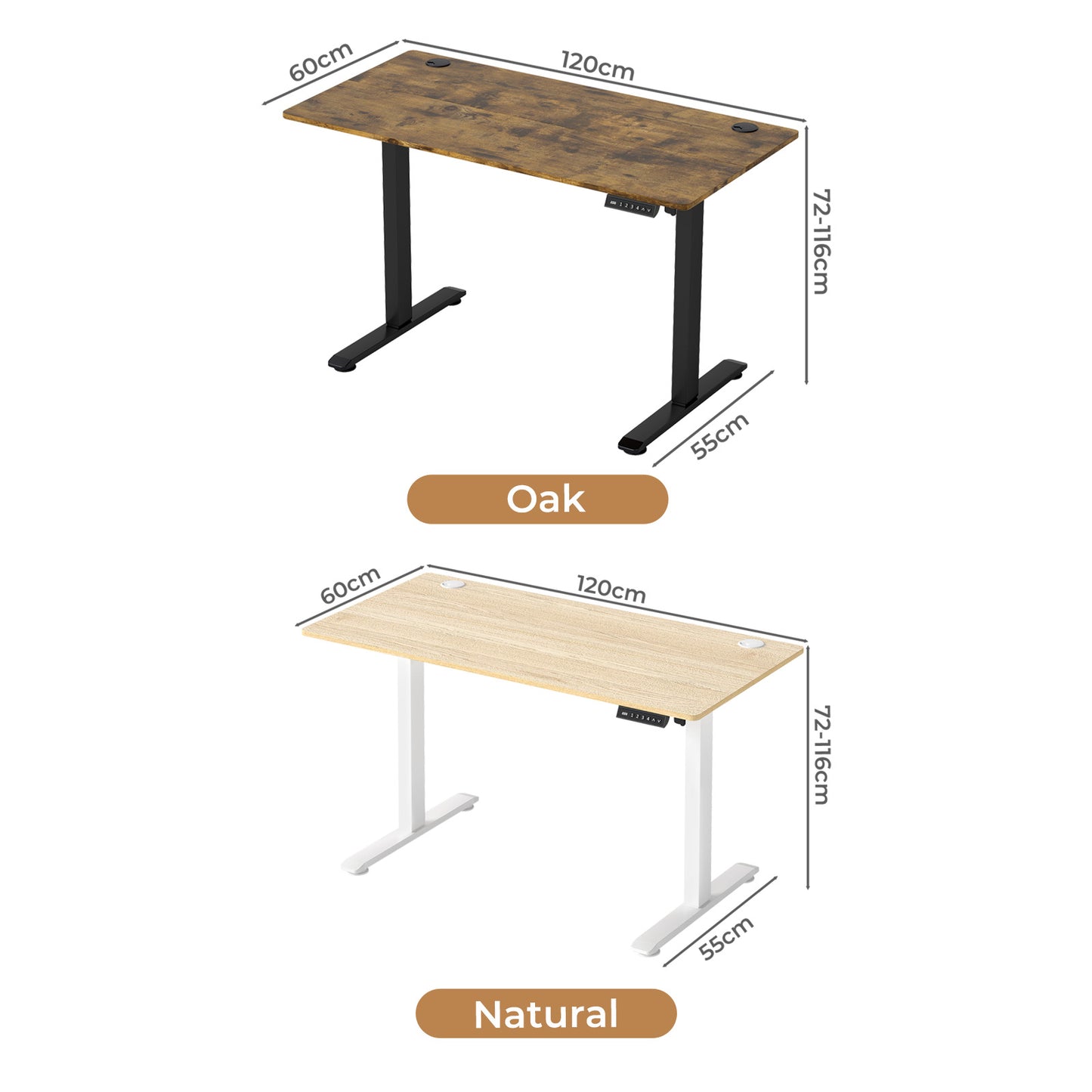 Levede Electric Standing Desk Height Adjustable with Memory Control 120cm Wide