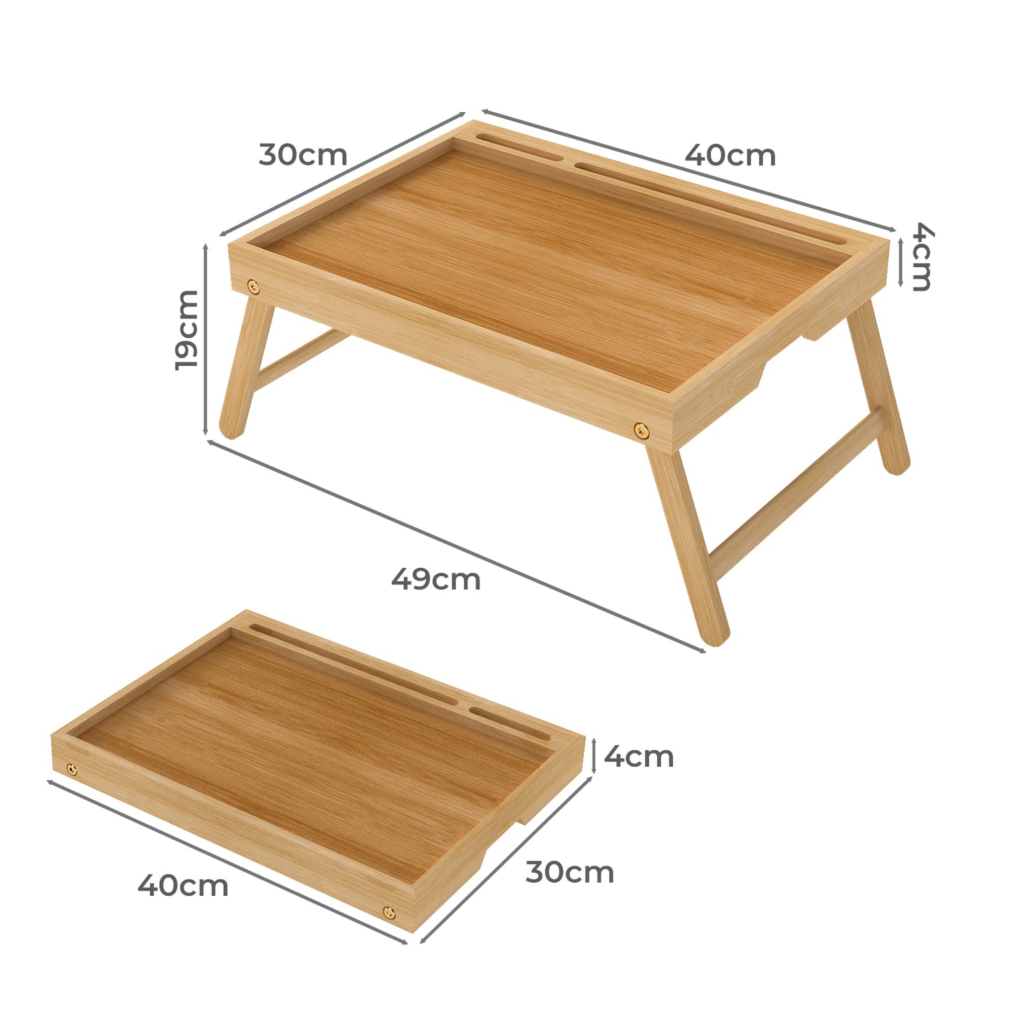 Toque Bamboo Foldable Bed Tray Table with Phone Holder Breakfast Laptop Desk