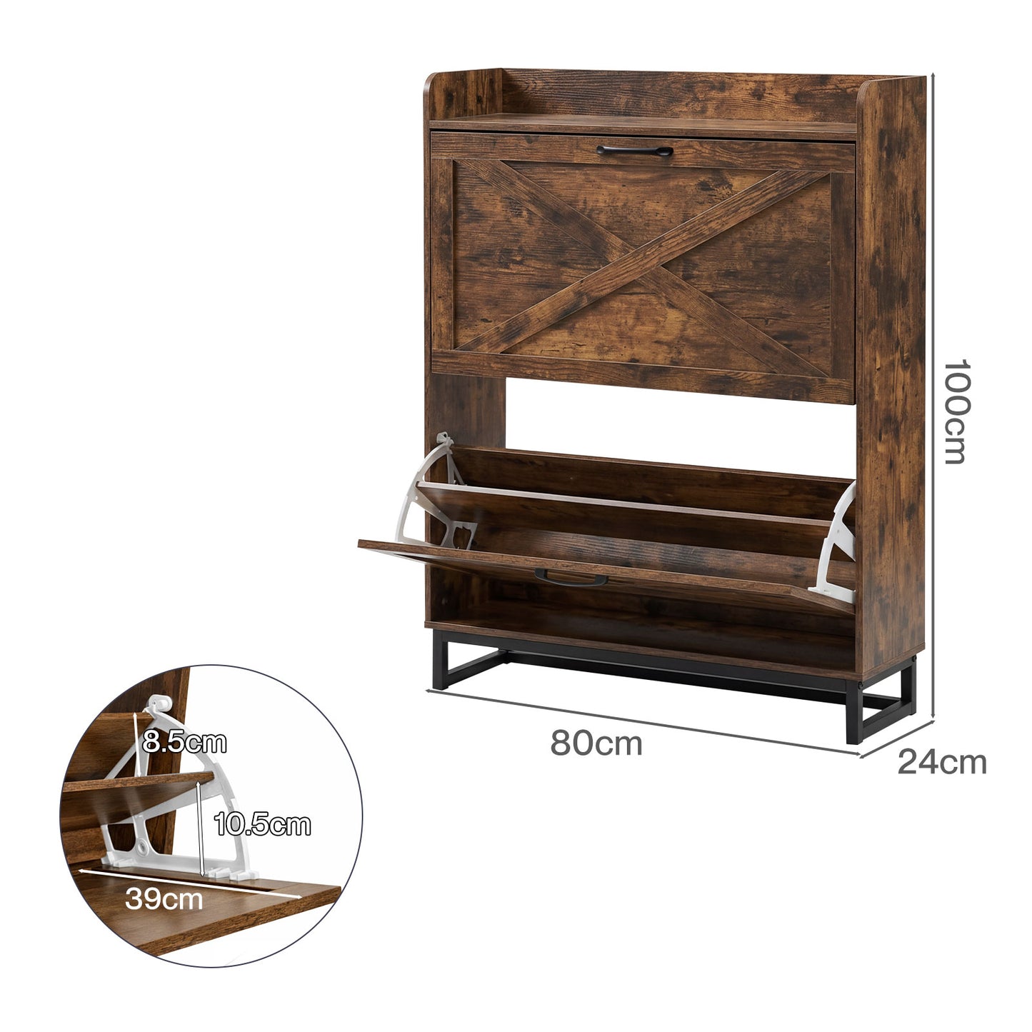 Levede Slim Shoe Cabinet Hallway Flip Shoe Storage Unit with Adjustable Shelves