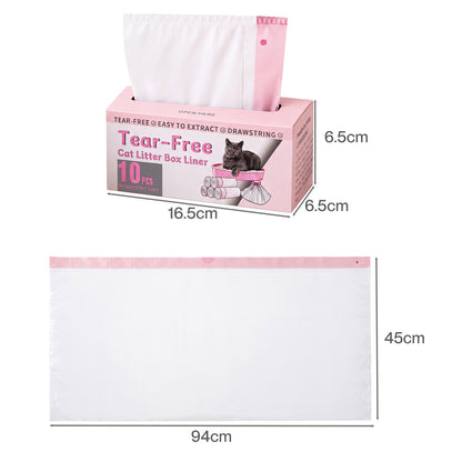 Skylos Cat Litter Bags XL for Standard Trays Heavy Duty Drawstring 30pc Pink