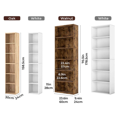 Levede 6 Tier Bookcase Shelves Storage Tall Bookshelf Organizer Display Home