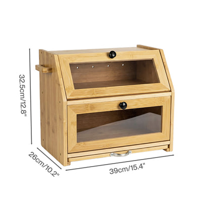TOQUE 33L Bamboo Bread Bin with Cutting Board Bread Storage Box Natural
