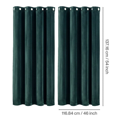 Marlow Thick Thermal Blackout Curtains Velvet 46x54 Inch Eyelet Ring Top Green