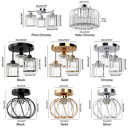 Emitto Crystal Ceiling Light Semi Flush Mount Chandelier Modern Hallway Lamp