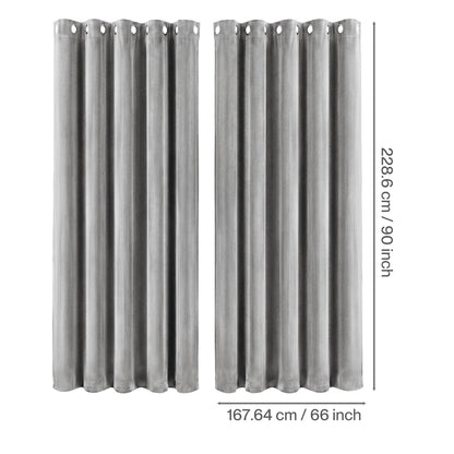 Marlow Thick Thermal Blackout Curtains Velvet 66x90 Inch Eyelet Ring Top Grey