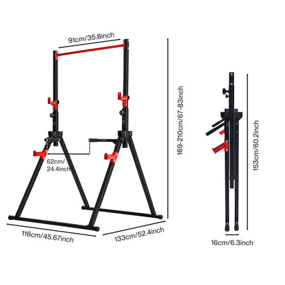 Centra Pull Up Bar  Pull Up Station  Dip Bars Free Standing  220KG  Black Red