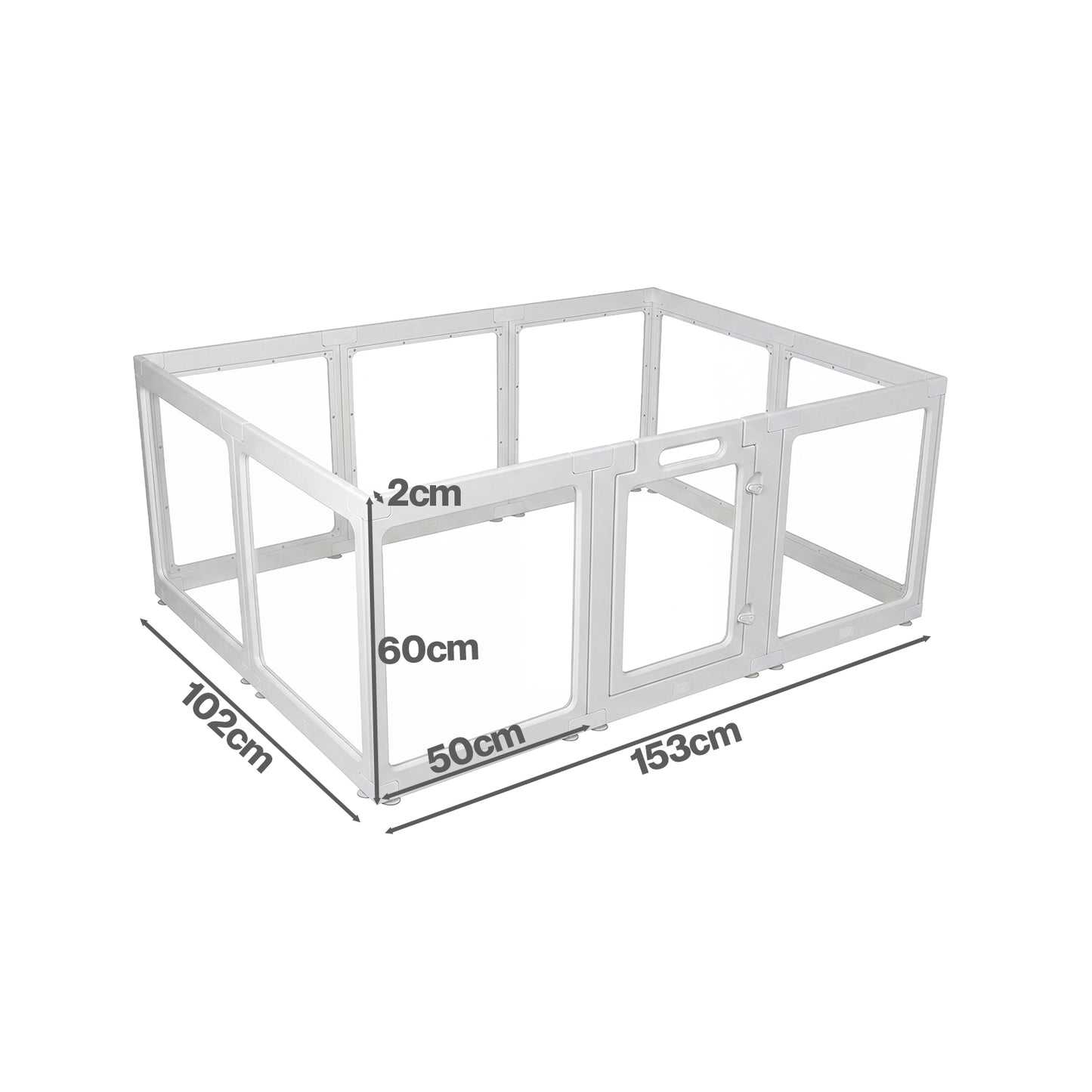 Skylos Dog Pen  Transparent Dog Playpen  153x102x60cm  HDPE Acrylic  White