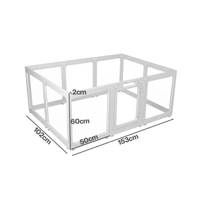 Skylos Dog Pen  Transparent Dog Playpen  153x102x60cm  HDPE Acrylic  White