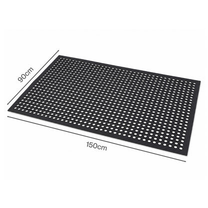 Marlow Door Mat Outdoor Rubber Drainage Slip-Resistant for Garage Entry Black