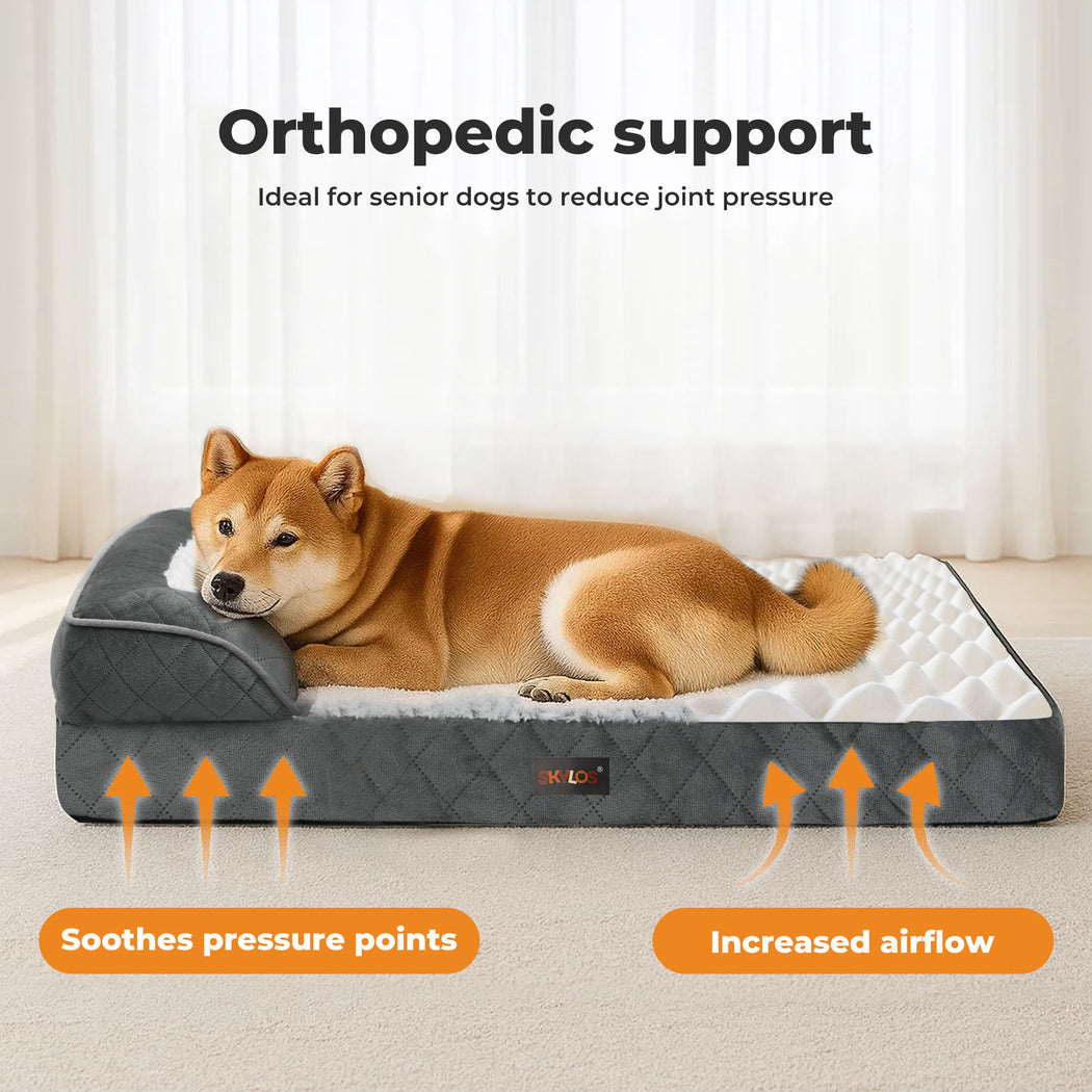 Skylos Orthopedic Pet Bed Dog Memory Foam Cushion Calming Washable Extra Large