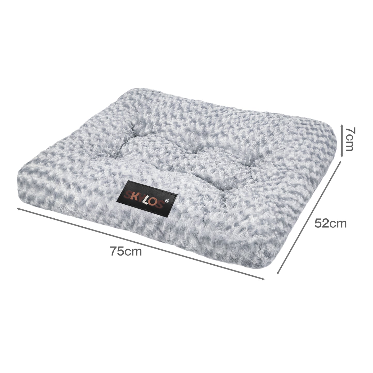 SKYLOS Plush Dog Bed Soft Rose Velvet Non-Slip Pet Crate Keneel Mattress Mat L